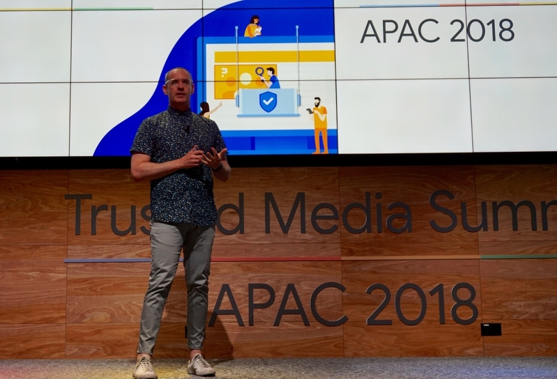バズフィードのクレイグ・シルバーマンさん（APAC Trusted Media Summit 2018＝シンガポール、筆者撮影）
