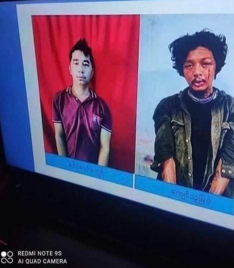 国軍が所有するテレビ局が放映したアーティスト二人の写真（フェイスブックより筆者作成）