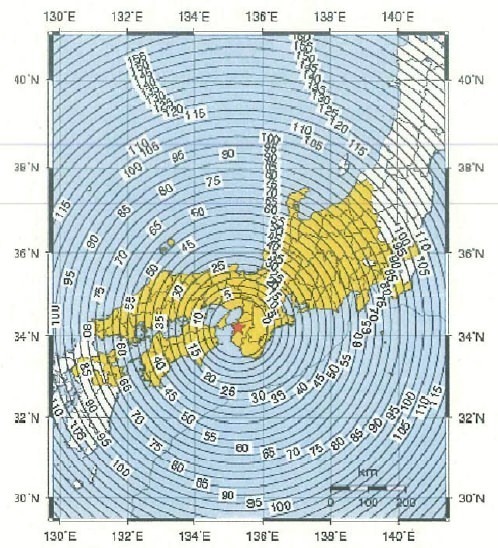↑ 今回緊急地震速報が発表された地域(リリースより。赤星マークは無感地震の震源)