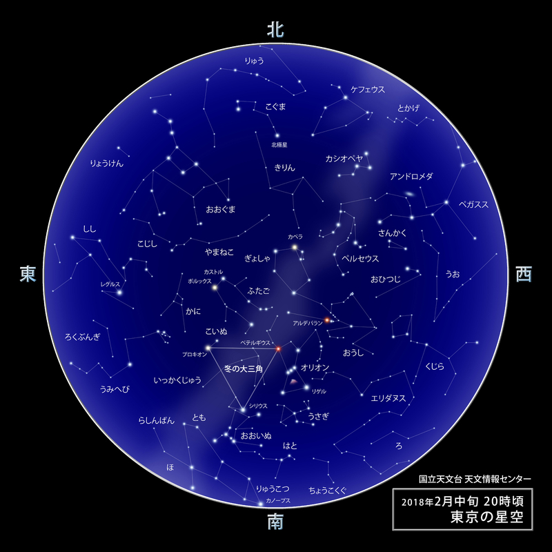 豪華な冬の星空　提供：国立天文台