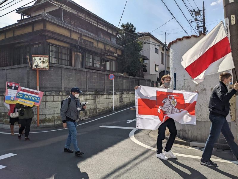 戦争に抗議するベラルーシ人など ターシャさん提供