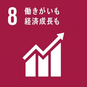 SDGs（持続可能な開発目標）の8番目のゴール「働きがいも　経済成長も」（国連広報センター）