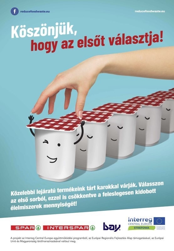 「店頭では手前から順番に取りましょう」を啓発するハンガリーのポスター（画像：帝京大学　渡辺浩平先生より）