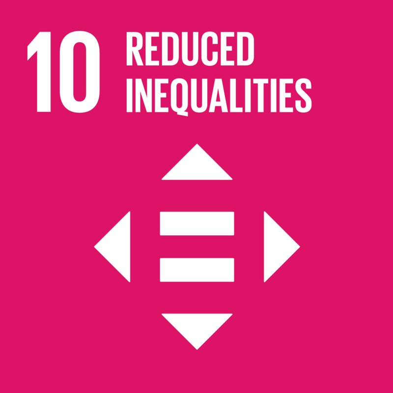 2018年1月に改定された、SDGs10番のロゴ（国連広報センターHPより）