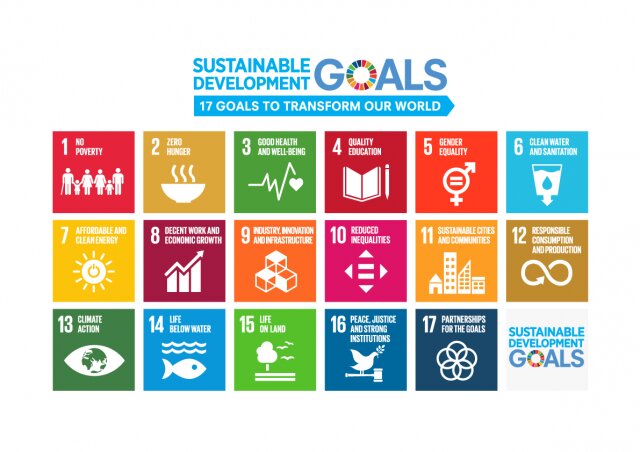 2030年までに世界が果たすべき17の目標を定めたSDGs（持続可能な開発目標）（国連広報センターHPより引用）