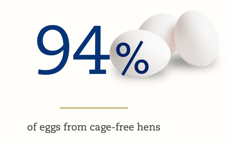 イタリア最大手食品企業、バリラ社の公式サイトでは、開放的な飼い方をしている鶏（にわとり）から生まれた卵を使っている割合が94%、とうたっている（バリラ社の公式サイトより、筆者撮影）