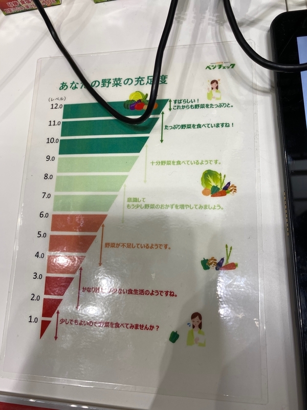 野菜の摂取量を測定できる仕組み。弘前大学のブース（筆者撮影）