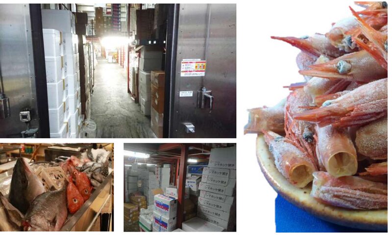 （左）規格外の魚と、冷凍倉庫内で賞味期限を迎える在庫（右）捨てられる甘海老のお頭（株式会社MIUGENプレスリリースより）