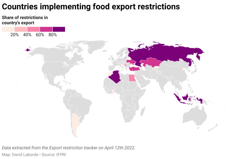 食料の輸出制限をしていた国（出典：IFPRI）