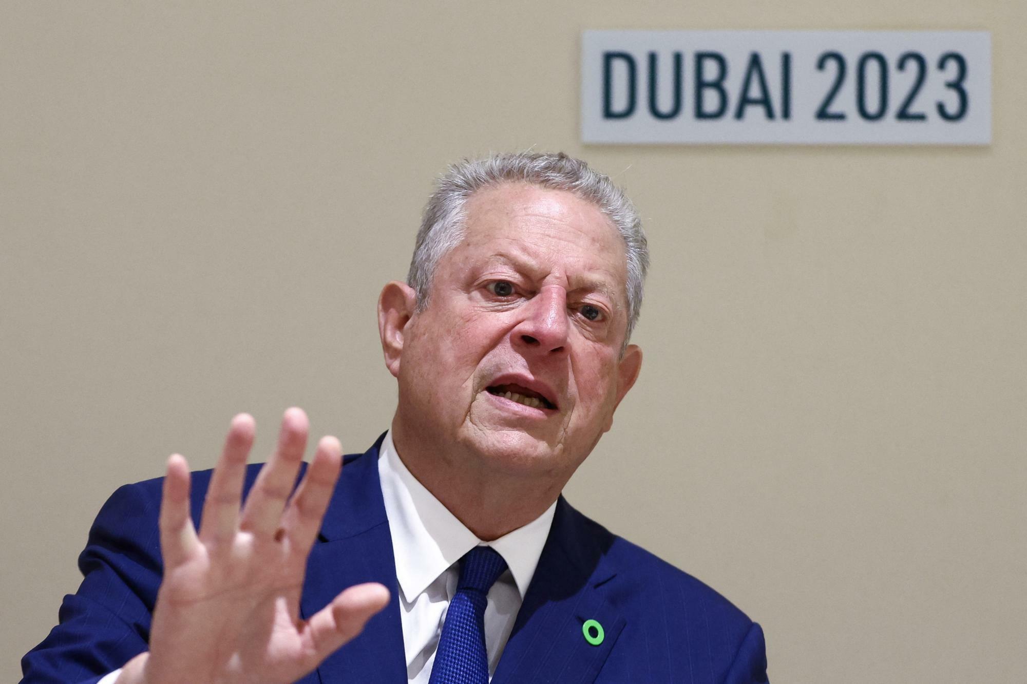 Former U.S. Vice President Al Gore speaks during an interview with Reuters at the United Nations Cli