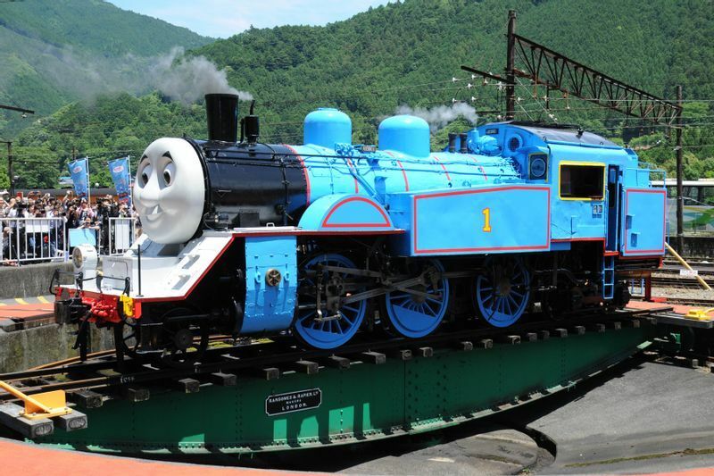 大井川鐵道で運行されている「トーマス号」京都鉄道博物館ではさらに忠実に再現されている