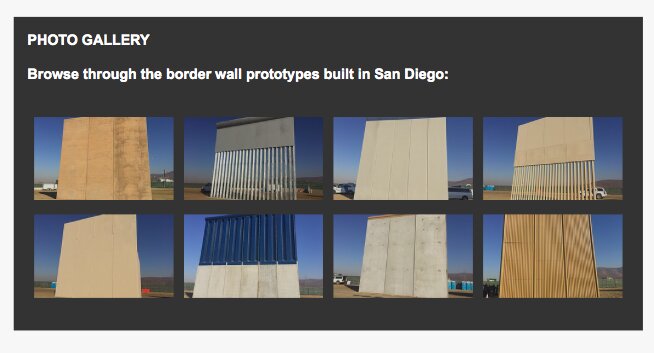 ８つのプロトタイプの壁が作られたが、“黒塗りの報告書”は、ある技術でこれらの壁が破壊できることを指摘している。写真：kpbs.org