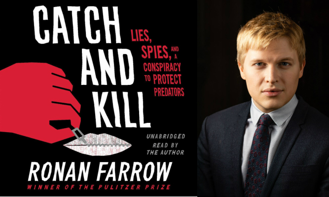 ローナン・ファロー氏の著書『Catch and Kill』（左）とワインスタイン氏の性的暴行疑惑をスクープした、ジャーナリストのローナン・ファロー氏（右）。写真：flipboard.com
