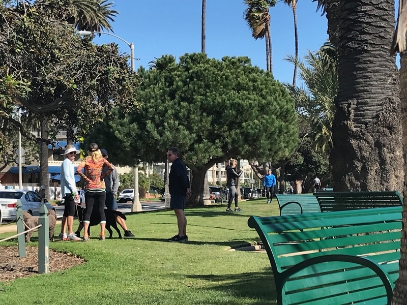 店が閉鎖されているロサンゼルスでは公園に来る人々が多くなったが、これからは人との距離をあける必要が出てくる。筆者撮影
