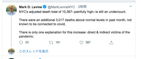 ニューヨーク市の死者数はまだ過小にカウントされていると訴えるニューヨーク市議のマーク・レヴィン氏。