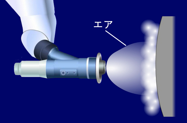 空気の力で塗料を微粒化していた旧来技術のイメージ（トヨタ提供）