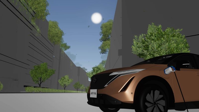 「日産アリアとめぐる環境ツアー」、実際のVR空間での様子(画像提供:NISSAN)