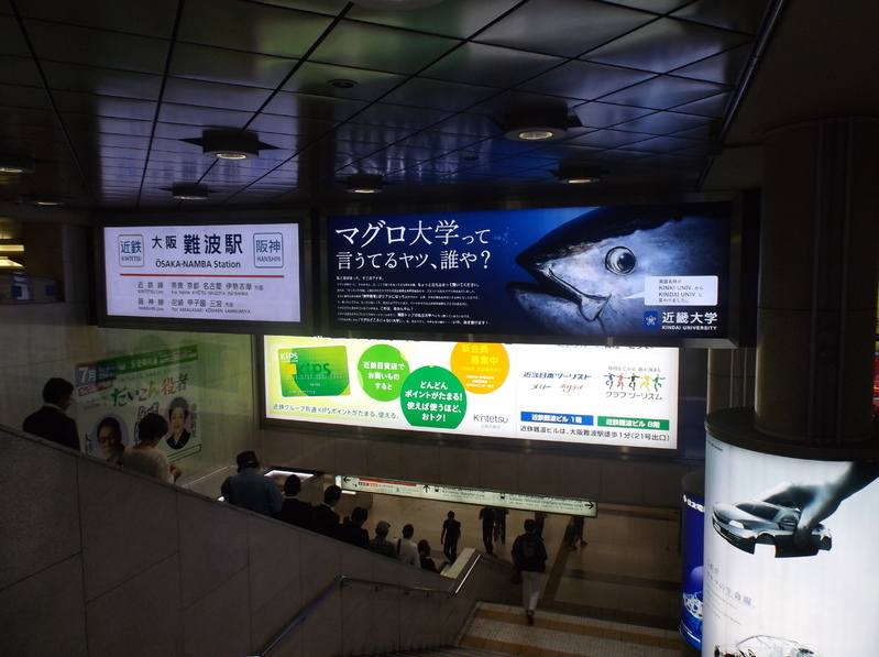 近鉄難波駅の近畿大広告。やっぱり、マグロですか。
