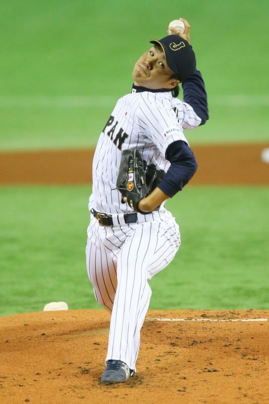 2014年・日米野球第3戦で先発した則本昂大投手。出身の三重中京大は2013年廃校