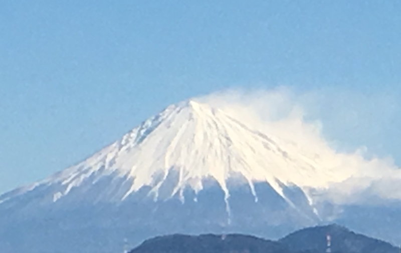 富士山の雪煙（２０２０年２月６日筆者撮影）