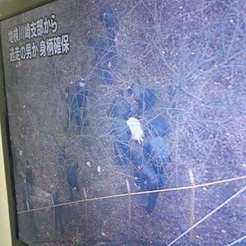 犯人確保の瞬間がヘリ映像で流された　#NHK