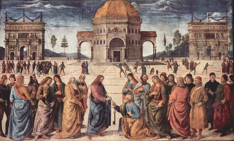 ペテロへの鍵の授与（1481-82年、システィーナ礼拝堂収蔵）