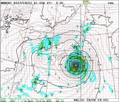 資料例。気象庁の配信データでは、台風アンサンブルは対象外（気象庁ＨＰより）