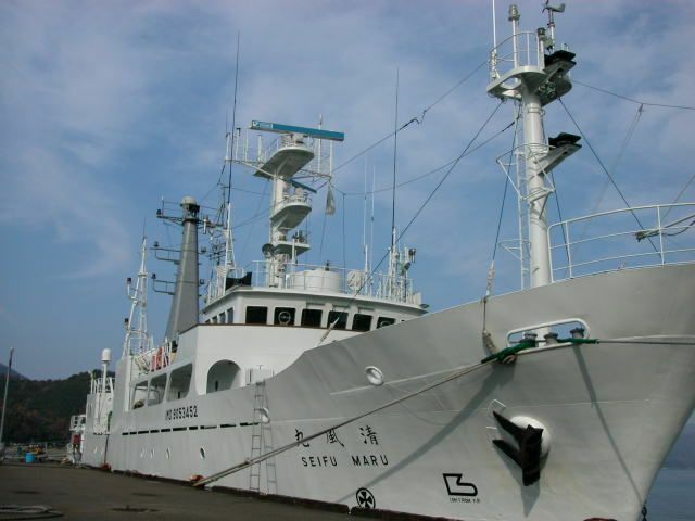 舞鶴海洋気象台に所属していた観測船「清風丸」。２００５年に気象台横の港にて撮影。