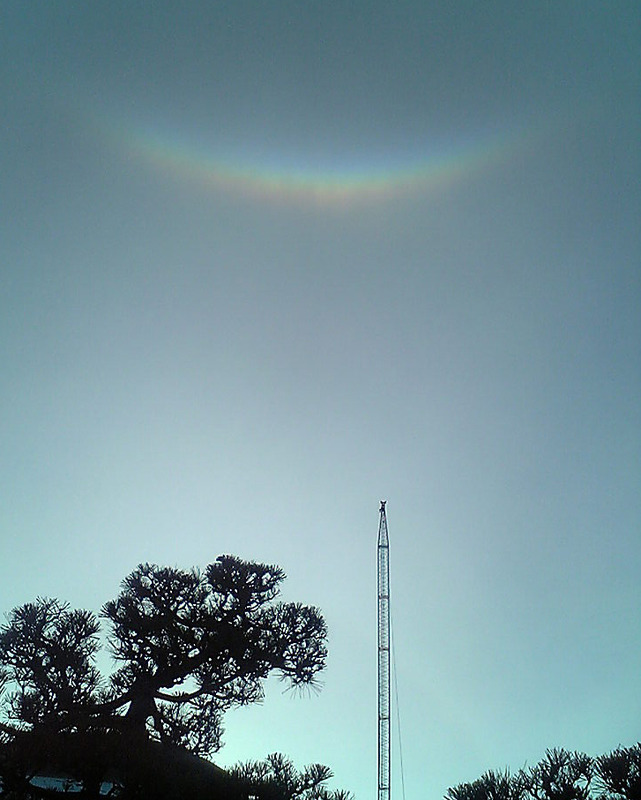 環天頂アーク、2007.3.17大阪市内。頭上高くに鮮やかな七色の弧が出現した。