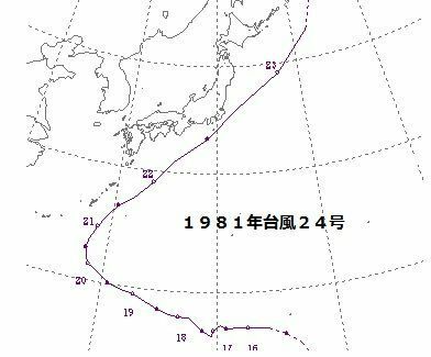 1981年台風24号のコース