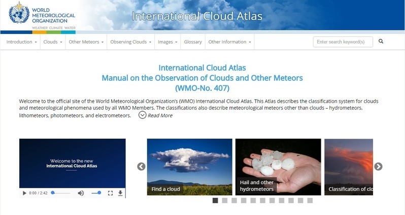 新しくなった国際雲図帳ウェブ版（世界気象機関ホームページより）