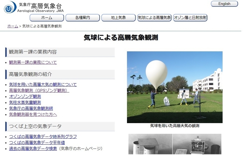 茨城県つくば市にある高層気象台　気球による高層気象観測の紹介ページ