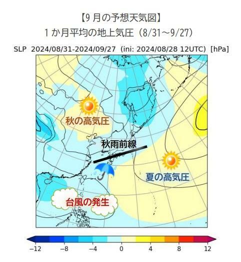 【9月の予想天気図】ウェザーマップ作画、筆者加工