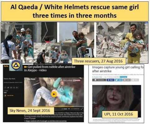 「ホワイト・ヘルメットは同じ少女を３カ月で３回救出している」とする”告発画像”