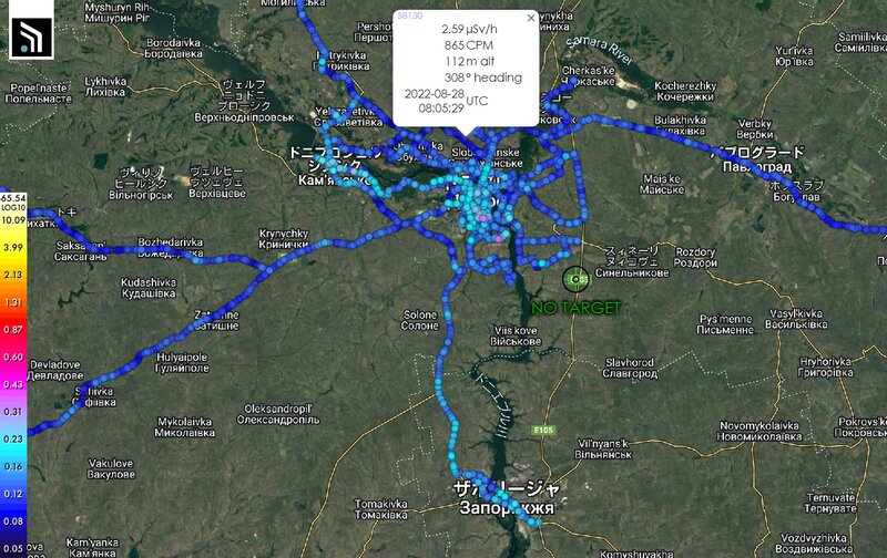ウクライナで測定された放射線量マップ（「セーフキャスト」のサイトより）