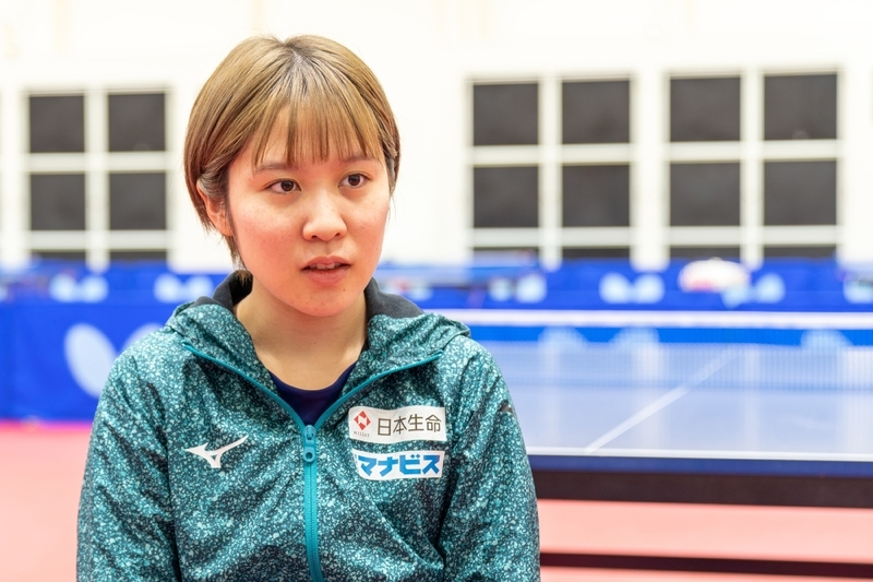 伊藤美誠や石川佳純とは「ずっとライバル。でもいつもピリピリしているわけじゃない」という平野(撮影・倉増崇史)