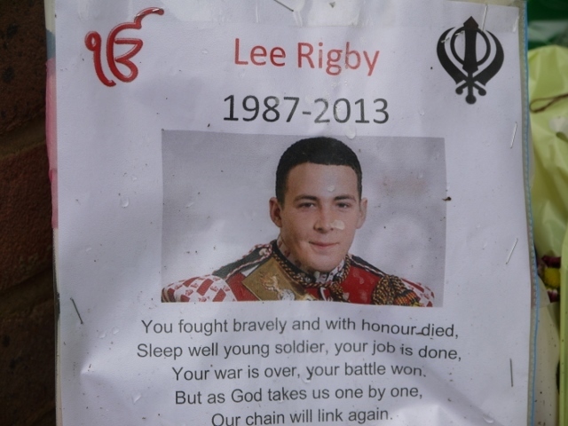 イスラム過激派に殺害された英兵士リー・リグビー氏（筆者撮影）