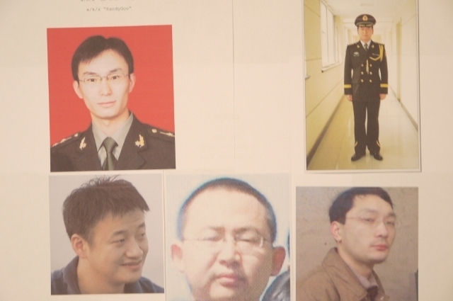 起訴された中国サイバー部隊の５人。下段中央が「醜いゴリラ」（筆者作成）