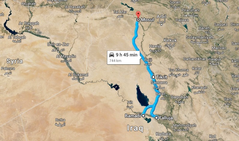 イラクの地図（グーグルマップで作成）
