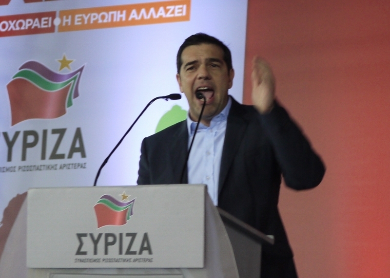ギリシャ・急進左派連合のツィプラス党首（アテネで筆者撮影）