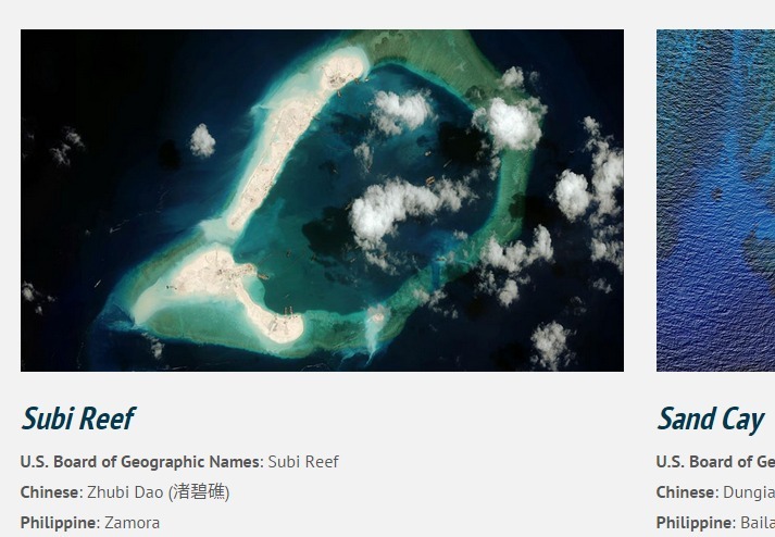 スビ礁の衛星写真（CSIS・AMTIのHPから）