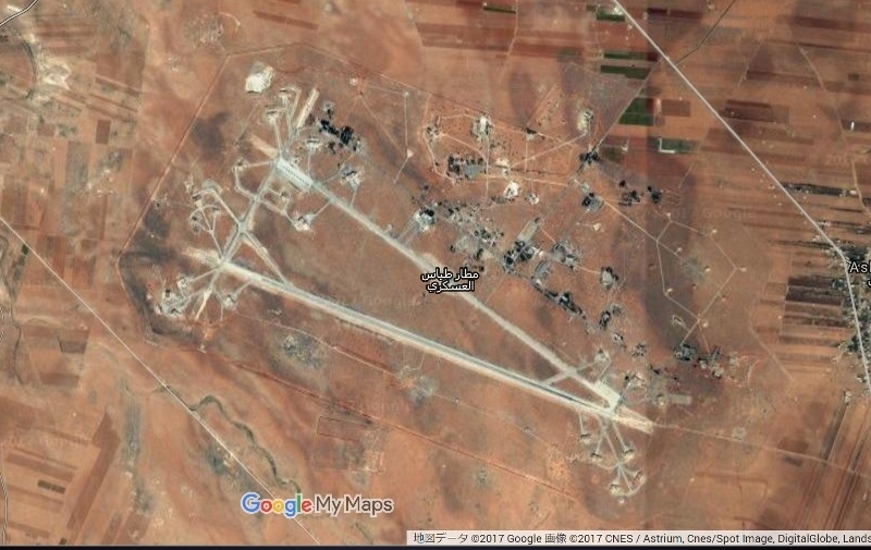 空爆されたシャイラト空軍基地（グーグルマイマップより）