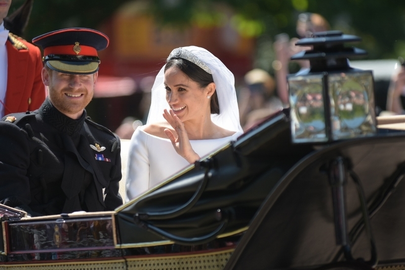 ヘンリー王子とメーガン妃の結婚式（2018年5月、ウィンザー城のロングウォークで筆者撮影）