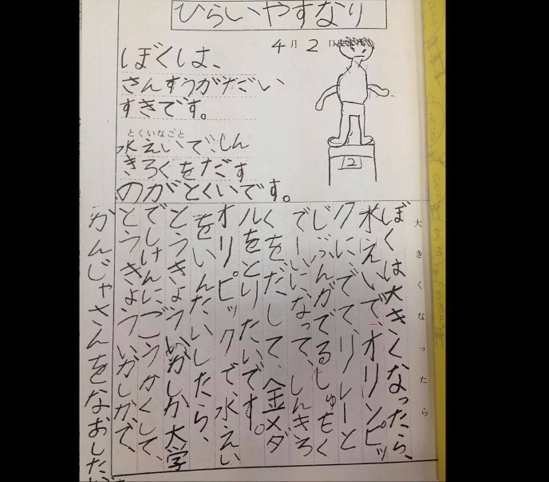 小学校1年生の頃の平井さんの文集（本人提供）