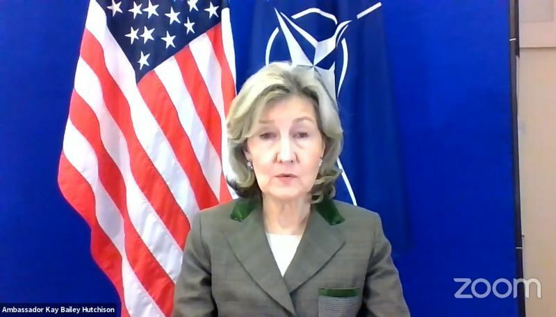 ケイ・ベイリー・ハッチソン駐NATOアメリカ大使（オンラインイベントのZOOM画面をスクリーンショット）