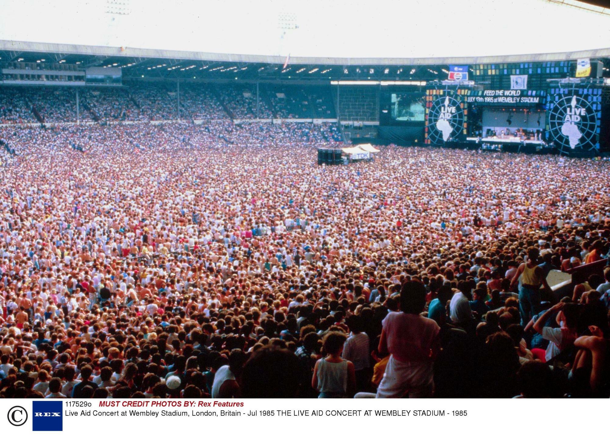 1985年ライブエイドが開かれたロンドンのウェンブリー・スタジアム