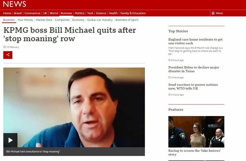 英法人会長の辞任を伝えるBBCニュース（BBCのウェブサイト）