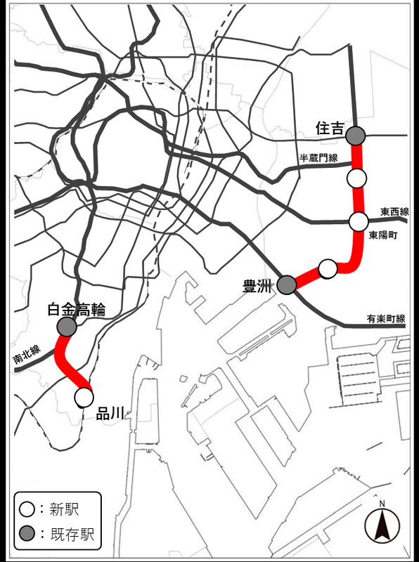 東京メトロが計画する新線の路線図（東京メトロプレスリリースより）