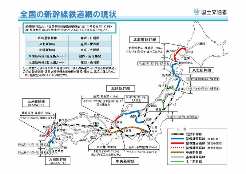 整備新幹線がすべて整った先にさらに新幹線をつくる計画がある（国土交通省ホームページより）