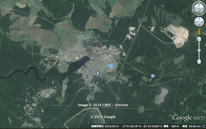 スヴェルドロフスク州リェーシュ（Google Earth）